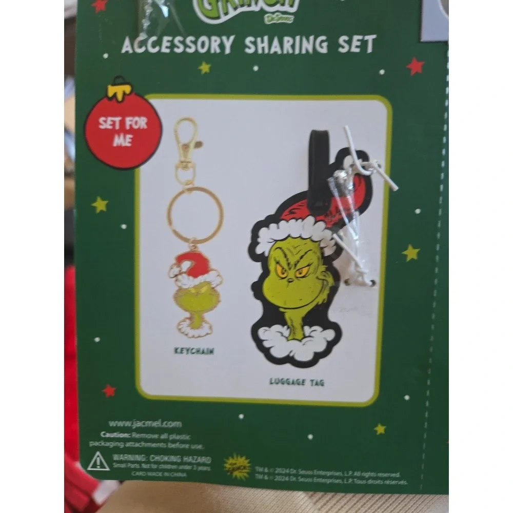 Dr. Seuss The Grinch & Max Luggage Tags W/Metal Keychains Accessory Share Set